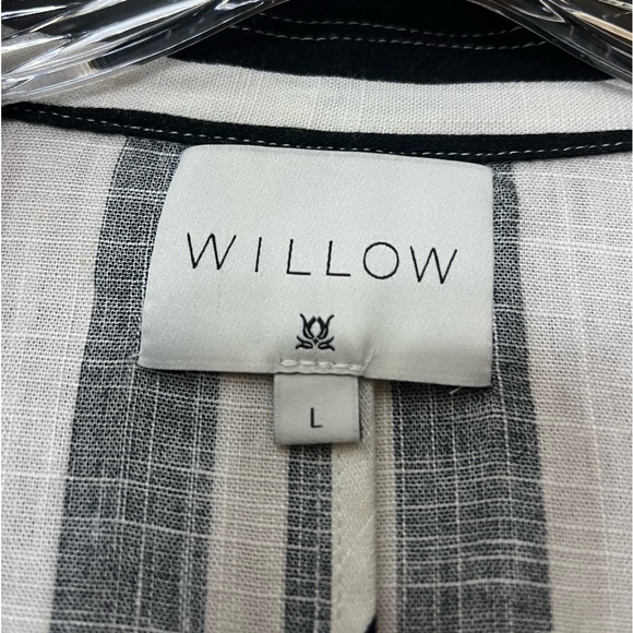 Willow Linen Blend Black and White Striped Long Line Blazer Size Large - Picture 8 of 10